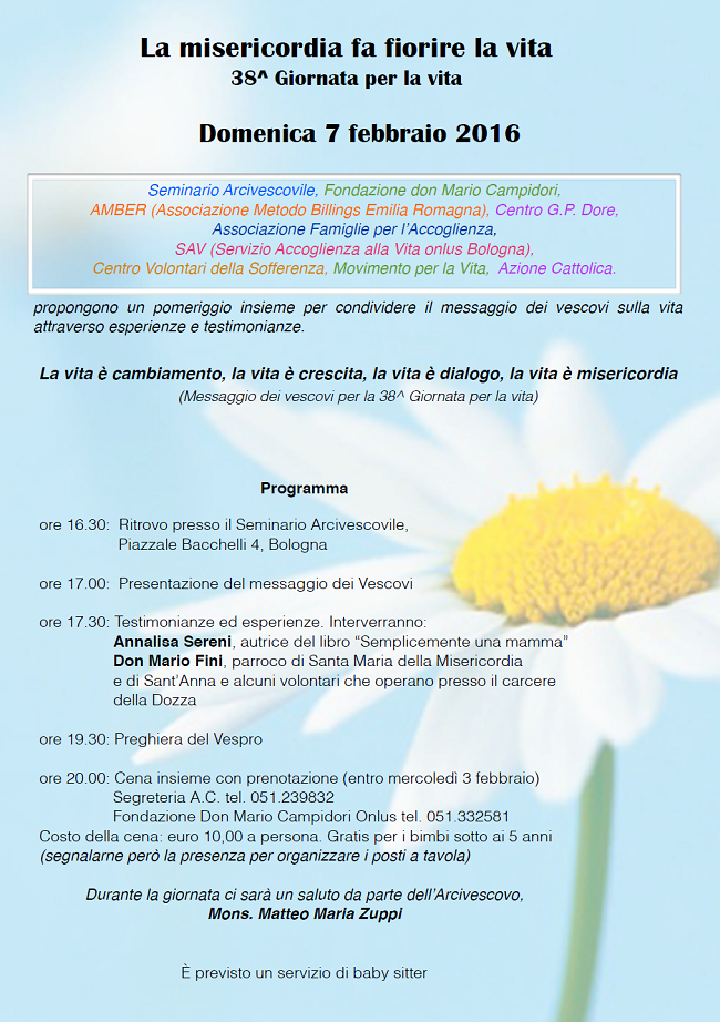 38° Giornata per la vita @ Seminario arcivescovile | Bologna | Emilia-Romagna | Italia